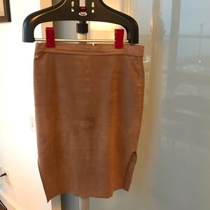 Tan faux suede pencil skirt